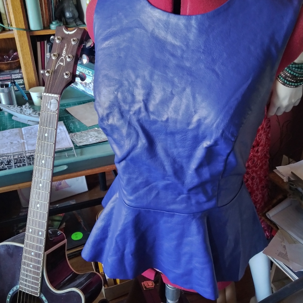 INC leather peplum tank top